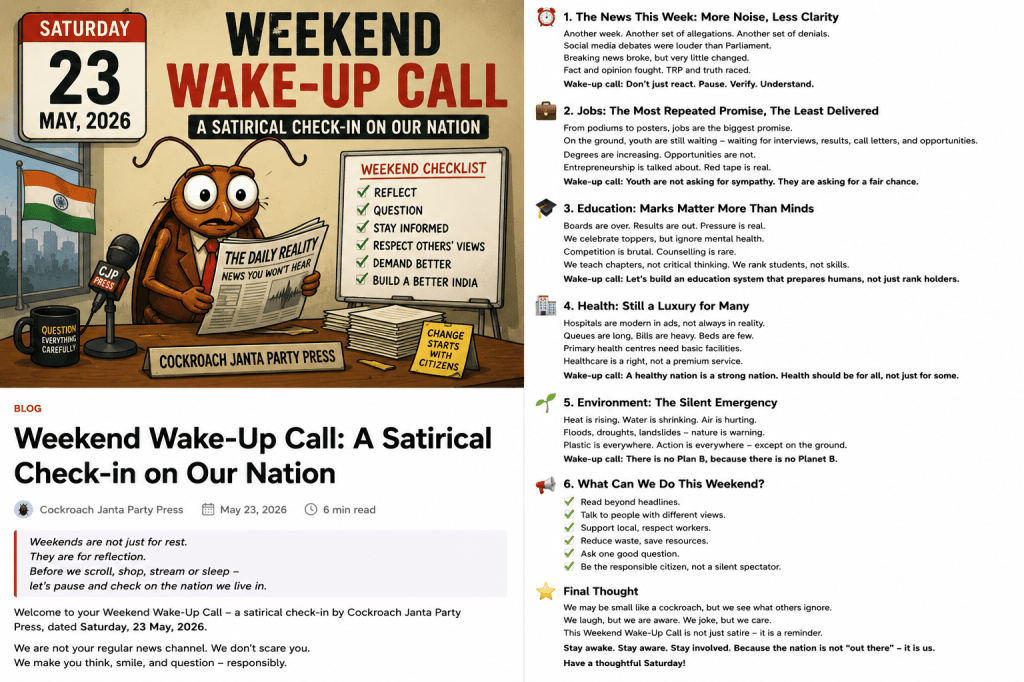 Weekend Wake-Up Call: A Satirical Check-in on Our&nbsp;Nation